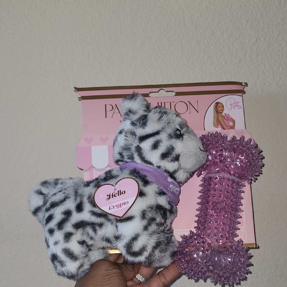 PARIS HILTON Plush Zebra Toy with Purple Bone